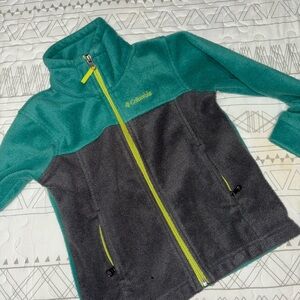 Columbia Green Fleece Jacket with Yellow Accents